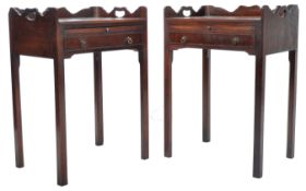 PAIR OF GEORGE III REGENCY REVIVAL MAHOGANY TARY TOP BEDSIDE TABLES