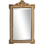 IMPRESSIVE FRENCH ANTIQUE EBONISED GILT WALL MIRROR