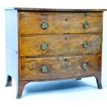 EARLY 19TH CENTURY ENGLISH BOW FRONTED CHEST OF THREE DRAWERS