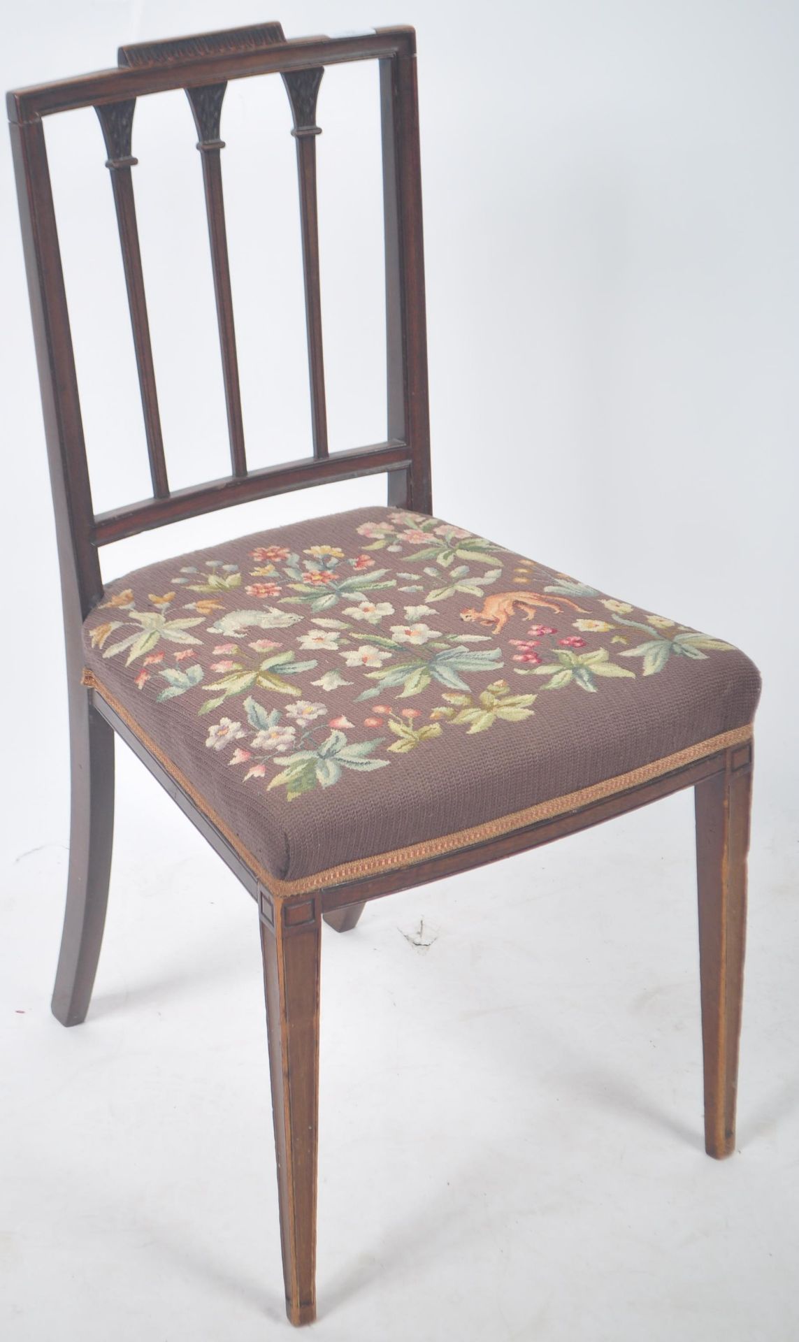 19TH CENTURY GEORGIAN MAHOGANY & TAPESTRY DINING CHAIR - Image 2 of 8