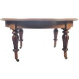 LARGE 19TH CENTURY VICTORIAN MAHOGANY THREE LEAF EXTENDING DINING TABLE