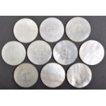 TEN 19TH CENTURY CHINESE MOTHER OF PEARL GAMING TOKENS