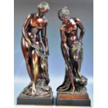 19TH PAIR OF ITALIAN BRONZED - VENUS APHRODITE BATHING