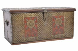 ANTIQUE ZANZIBAR BRASS STUDDED STORAGE TRUNK