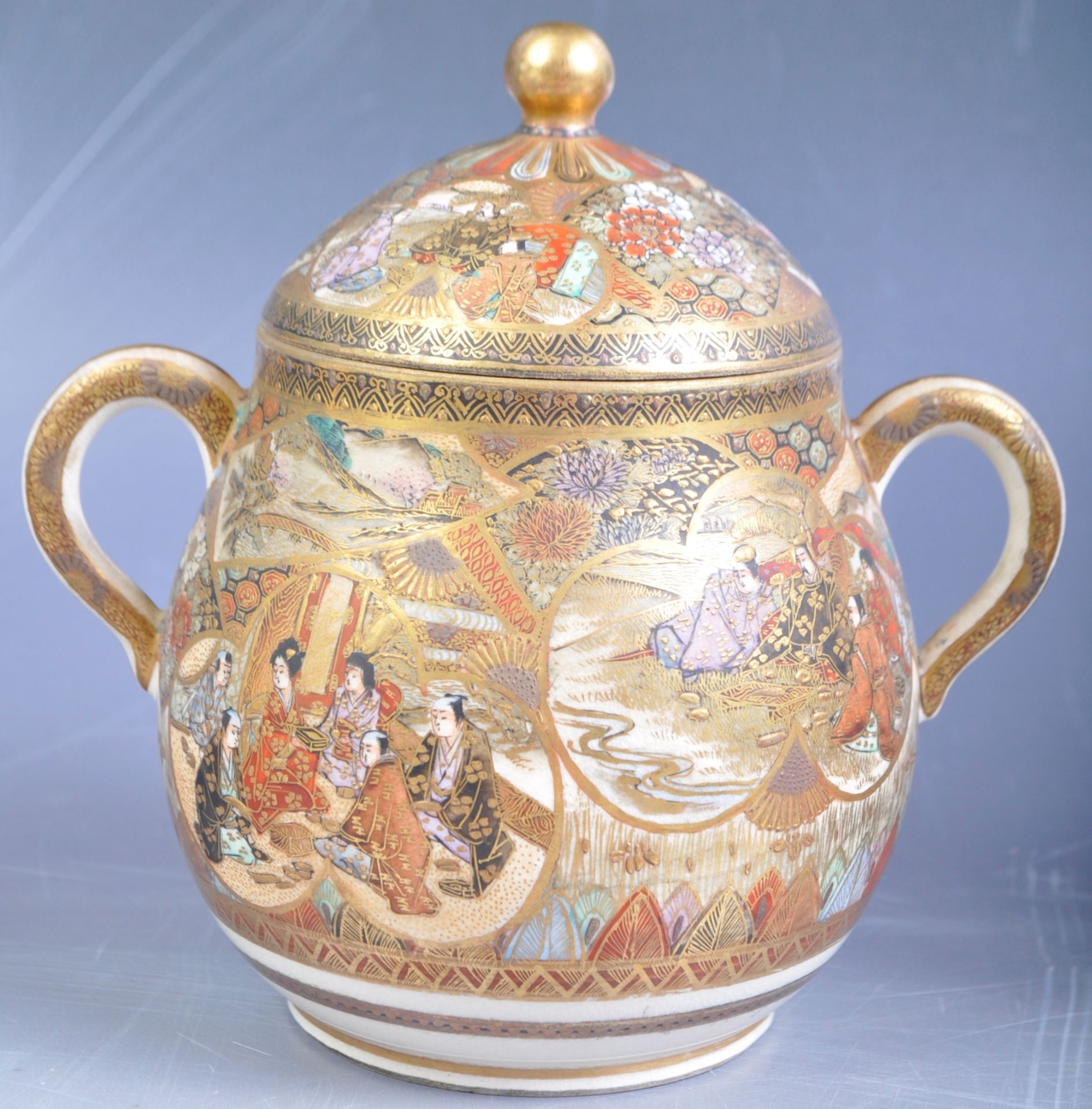 BEAUTIFULL JAPANESE MEIJI PERIOD SATSUMA TEASET - Image 8 of 11