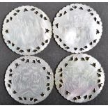 FOUR 19TH CENTURY CHINESE MOTHER OF PEARL GAMING TOKENS