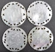 FOUR 19TH CENTURY CHINESE MOTHER OF PEARL GAMING TOKENS