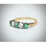 18ct Gold Emerald & Diamond Five Stone Ring