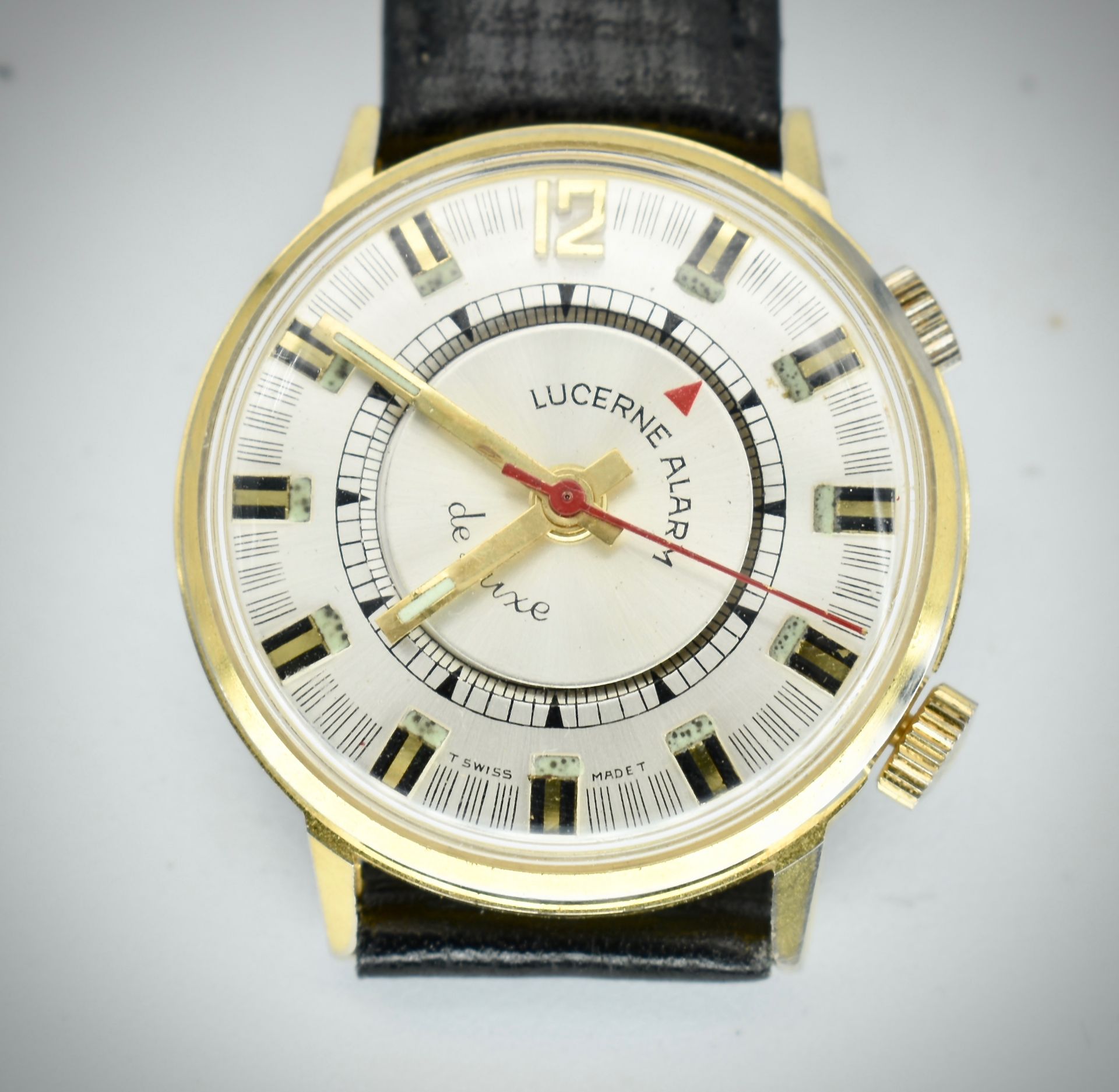 Mid Century Lucerne Alarm De Luxe Gentleman's Wristwatch