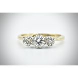 18ct Gold Platinum & Diamond Three Stone Ring