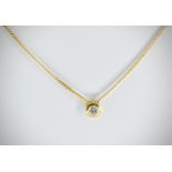 18ct Gold & Single Stone Diamond Pendant & Necklace