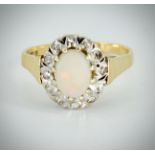 18ct Gold Opal & Diamond Cluster Ring