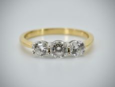 18ct Yellow Gold & Diamond Three Stone Ring