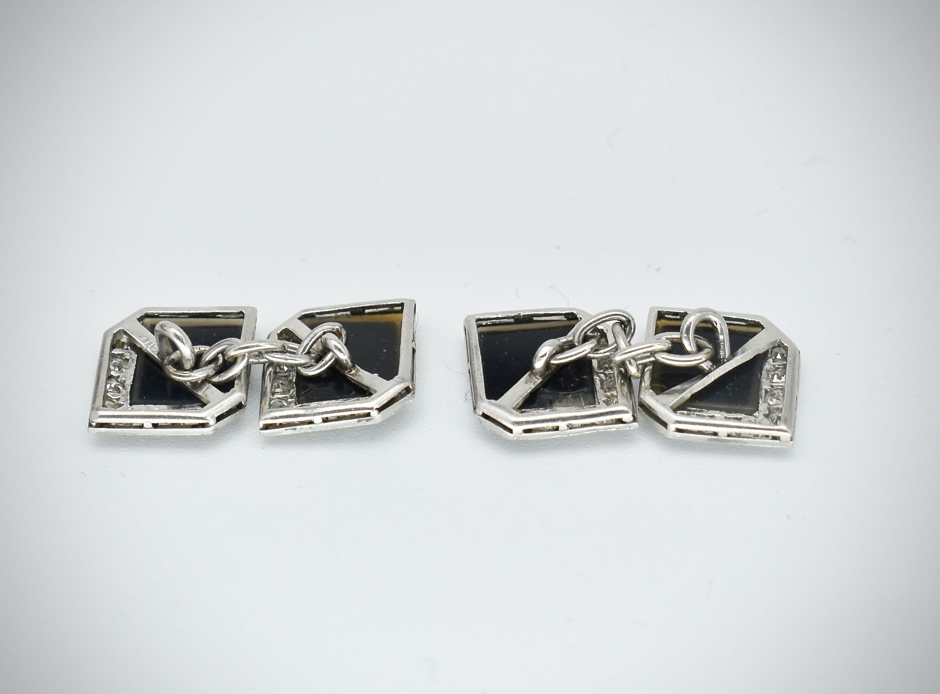 Pair of Agate & Diamond Cufflinks - Image 2 of 3