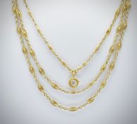 French 18ct Gold Antique Long Guard Chain