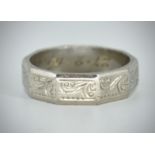 18ct White Gold Birmingham Hallmarked Band Ring 1965