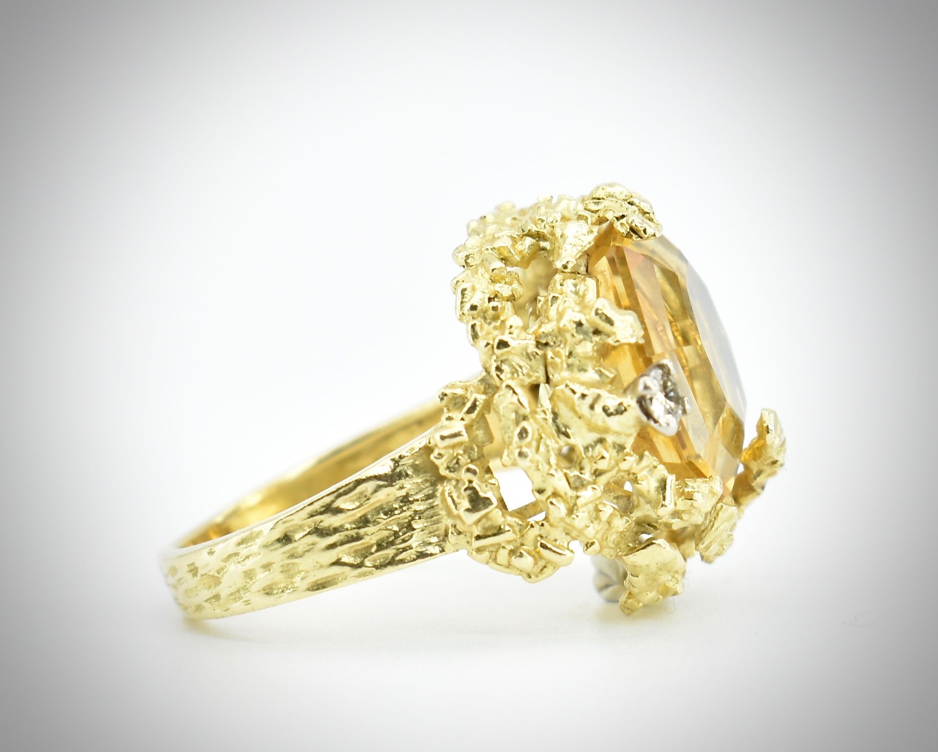 Alan Martin Gard - 18ct Gold Citrine Diamond Ring 1968 - Image 5 of 10