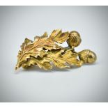 19th Century 14ct Gold Figural Oak Leaf Brooch Pin