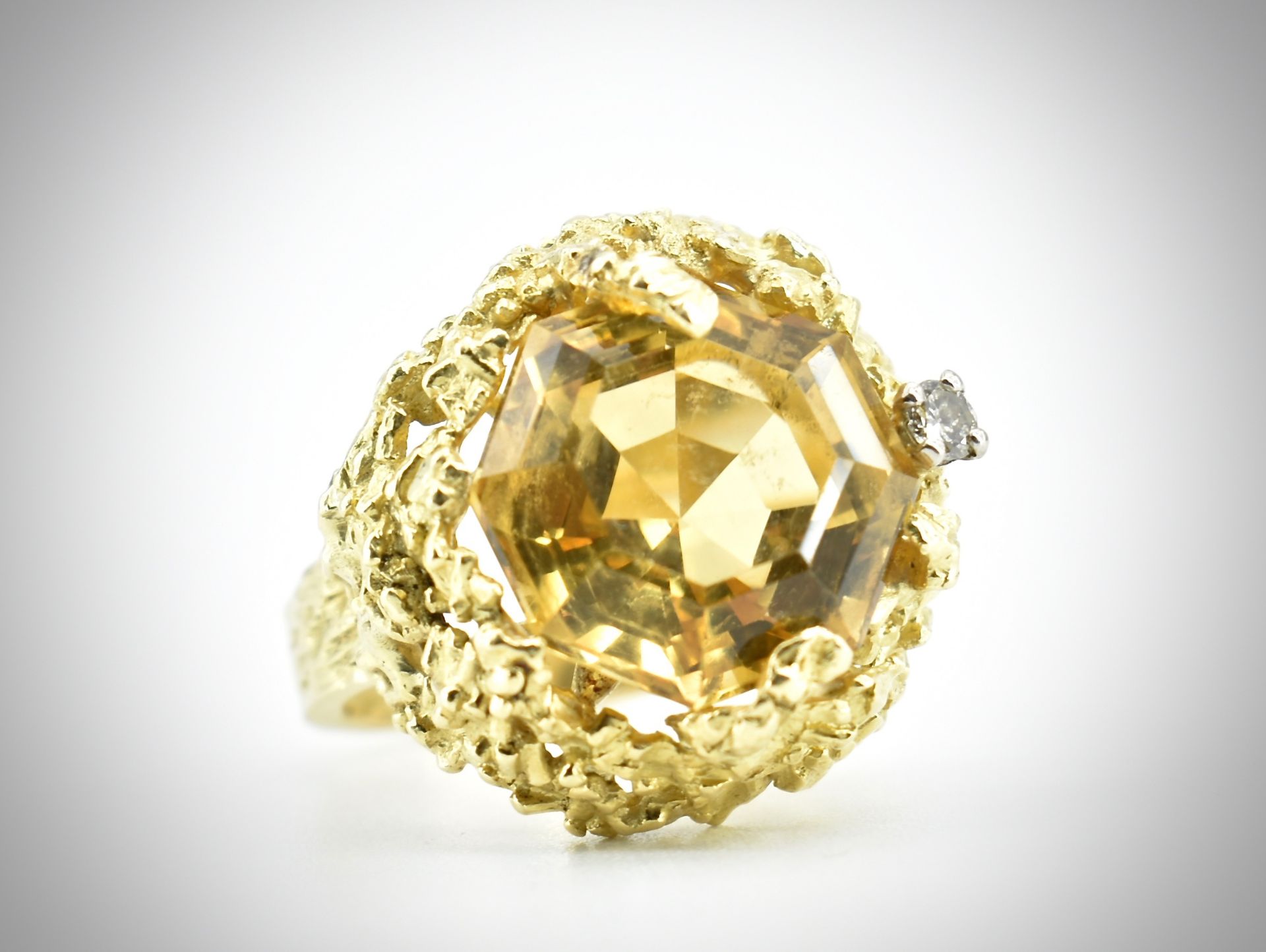 Alan Martin Gard - 18ct Gold Citrine Diamond Ring 1968 - Image 3 of 10