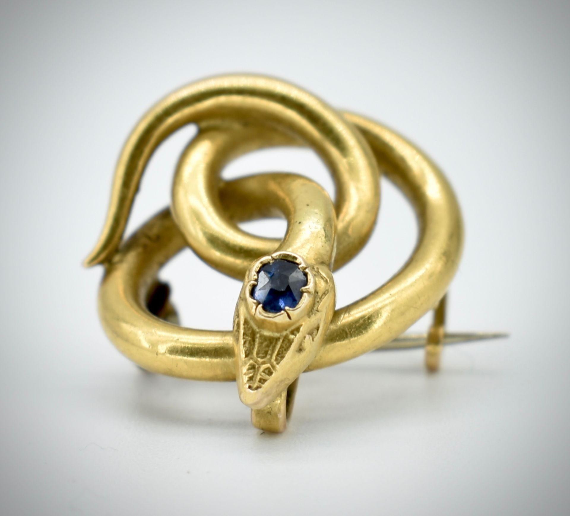 18ct Gold Sapphire Snake Pendant Brooch Pin - Image 3 of 4