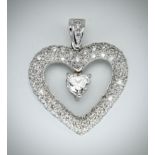 18ct White Gold & Diamond Heart Necklace Pendant