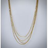 French 18ct Gold & Pearl Four Strand Necklace