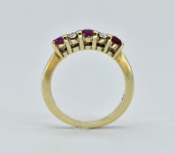9ct Gold Hallmarked Ruby & Diamond Five Stone Ring