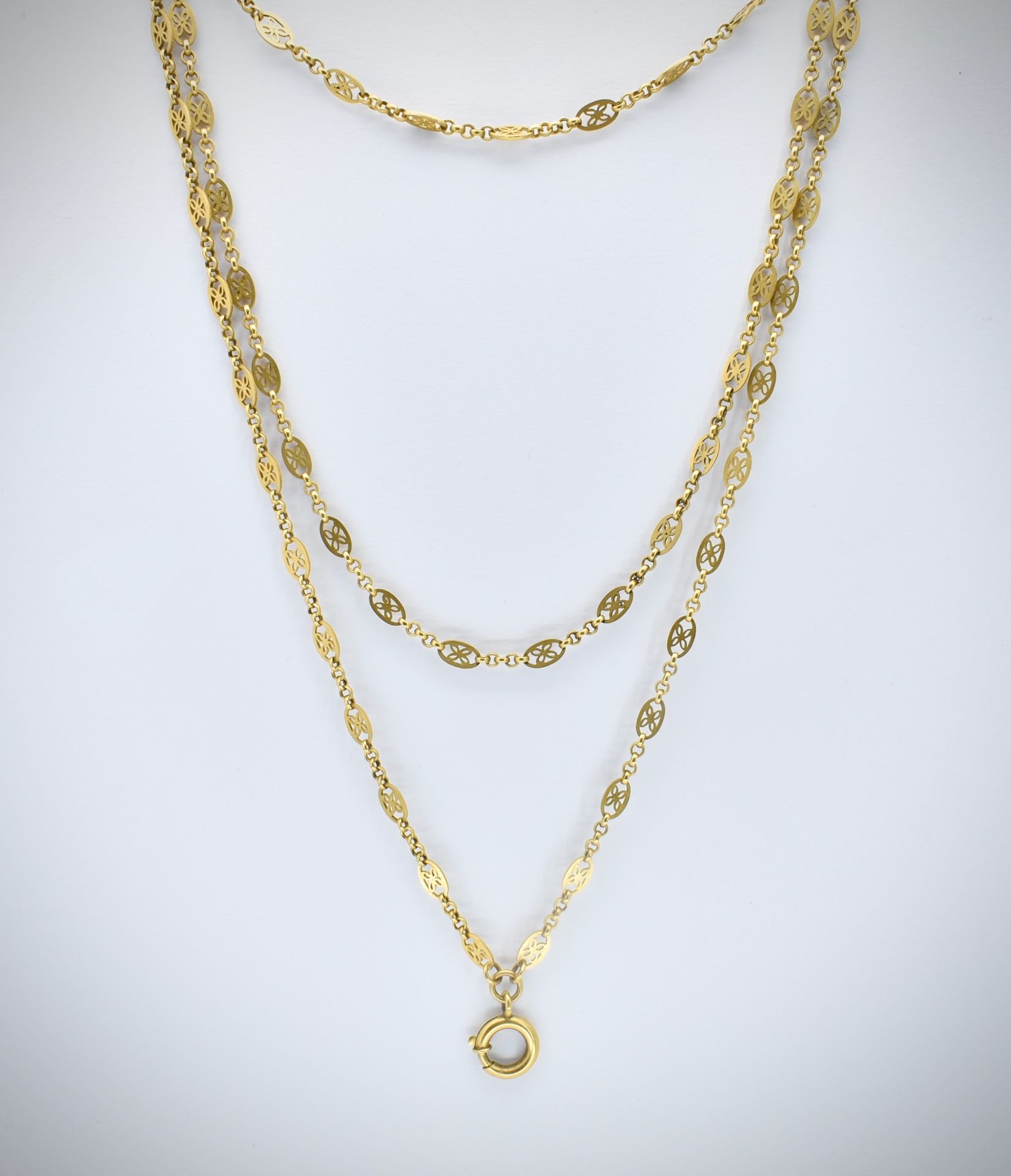 A French 18ct Gold Antique Long Guard Chain - Image 4 of 4