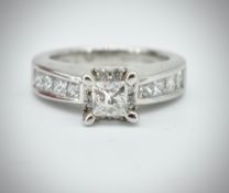 14ct White Gold & Diamond Princess Cut Channel Set Ring