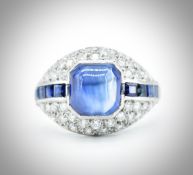 Sapphire & Diamond Dome Ring