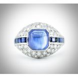 Sapphire & Diamond Dome Ring