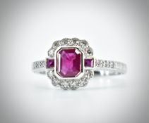 18ct White Gold Ruby & Diamond Ring