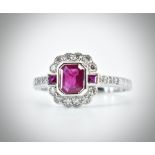 18ct White Gold Ruby & Diamond Ring