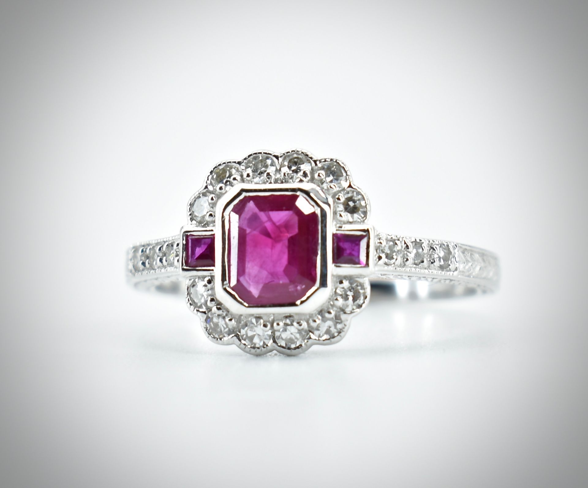 18ct White Gold Ruby & Diamond Ring