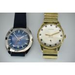 Mid Century Blue Dial Everite & Everite 17 Jewels Incabloc Wristwatches