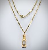 Edwardian 9ct Gold Hallmarked Lantern Pendant & Back Chain