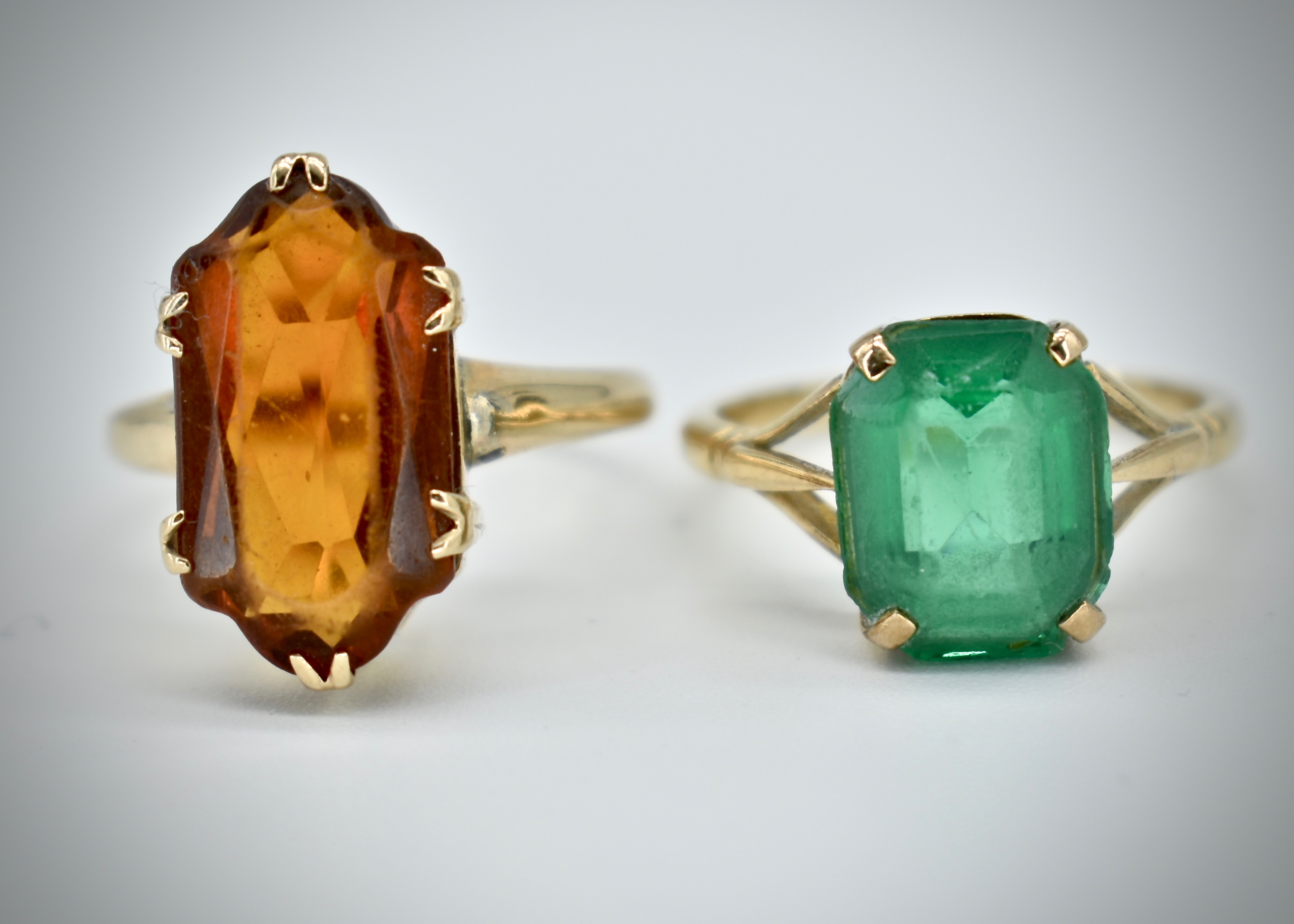 9ct Gold & Citrine Dress Ring with 9ct Gold Paste Set Ring