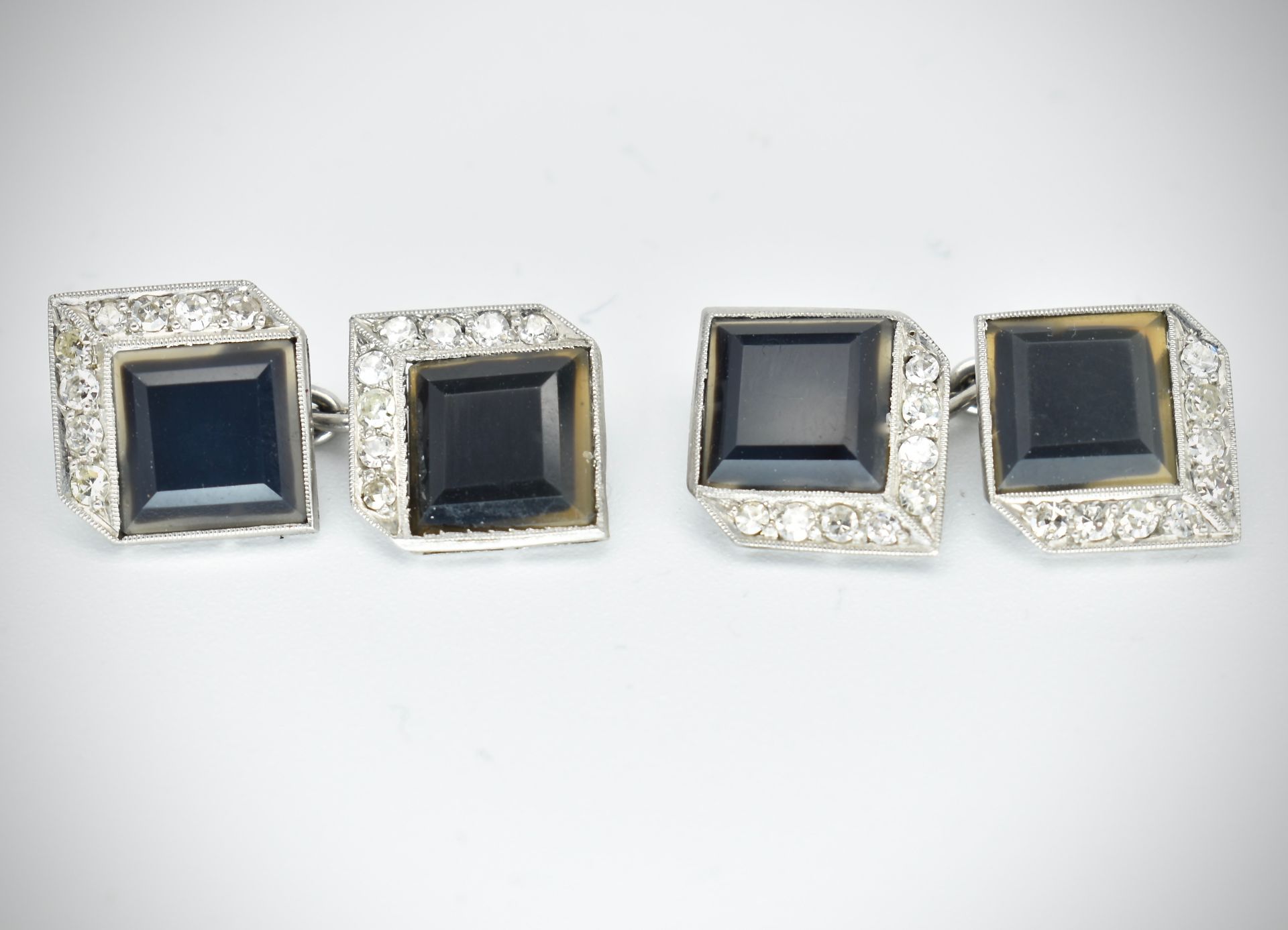 Pair of Agate & Diamond Cufflinks - Image 3 of 3