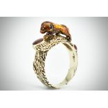 Gold & Enamel Figural Dress Ring