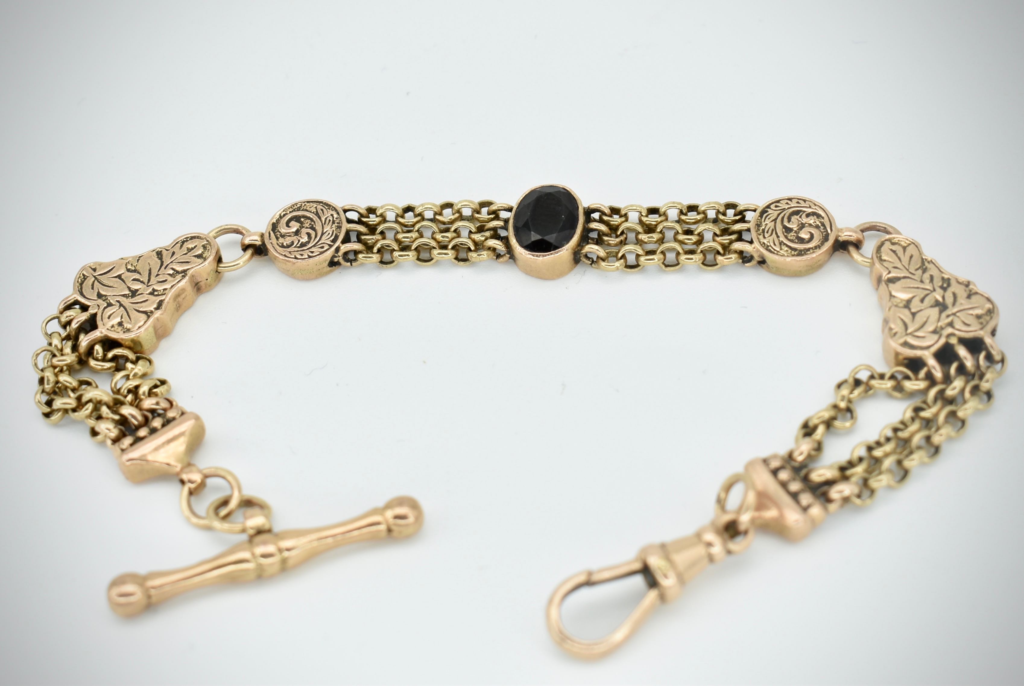 Victorian 19th century fancy linked Albertina Chain and T-Bar