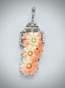 18ct Gold Coral & Diamond Necklace Pendant