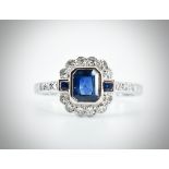 18ct White Gold Sapphire & Diamond Ring