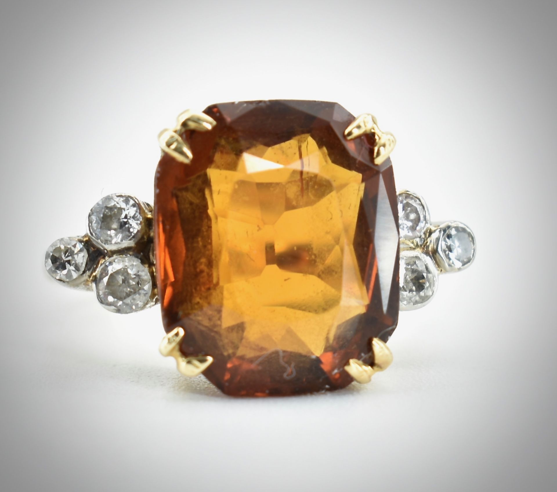 9ct Gold Citrine & Diamond Ring