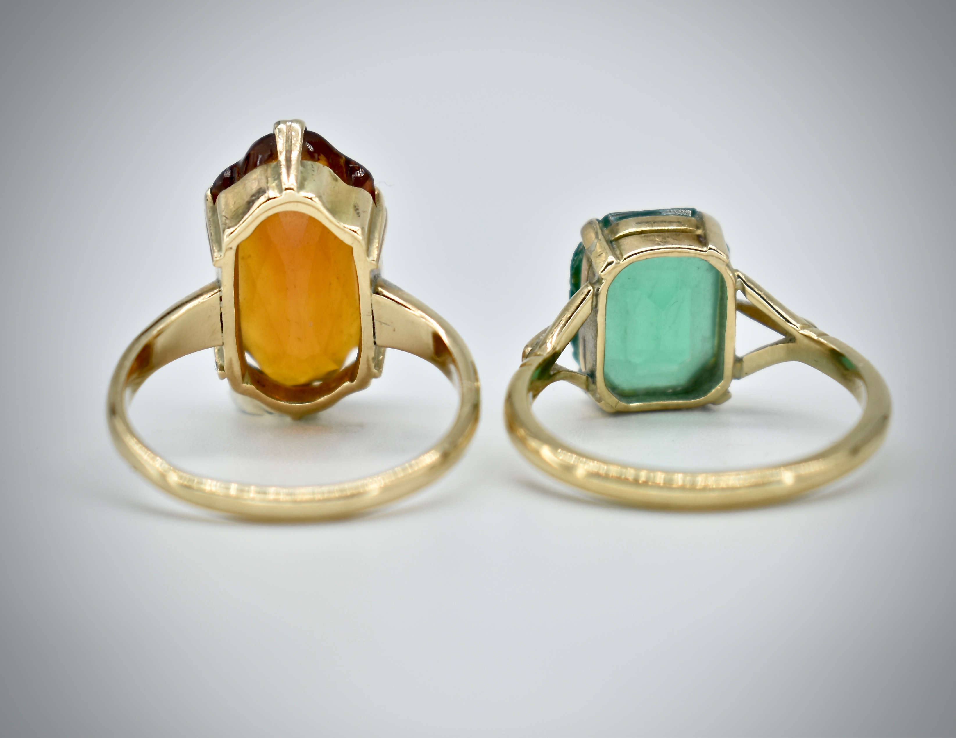 9ct Gold & Citrine Dress Ring with 9ct Gold Paste Set Ring - Image 2 of 2