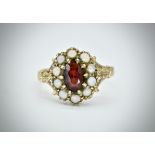 9ct Gold Opal & Garnet Cluster Ring