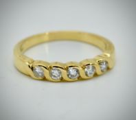 A Hallmarked 18ct Gold & Diamond Five Stone Ring