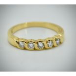 A Hallmarked 18ct Gold & Diamond Five Stone Ring