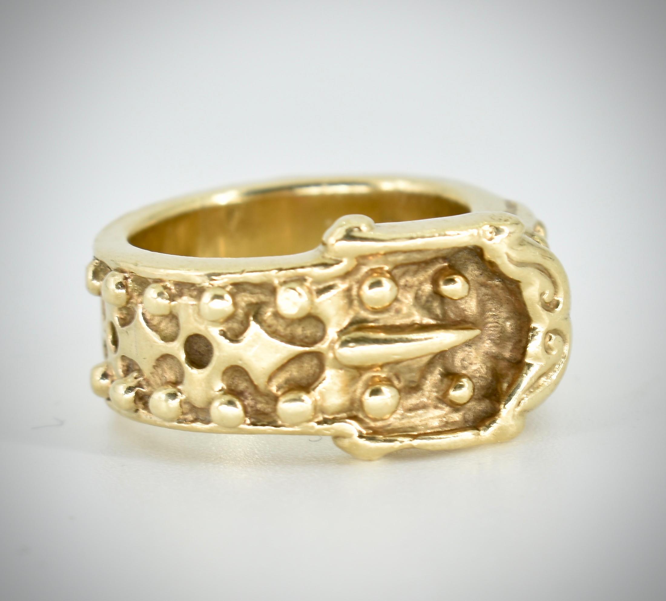 A 9ct Gold Heavy Buckle Ring Of Oversized Form