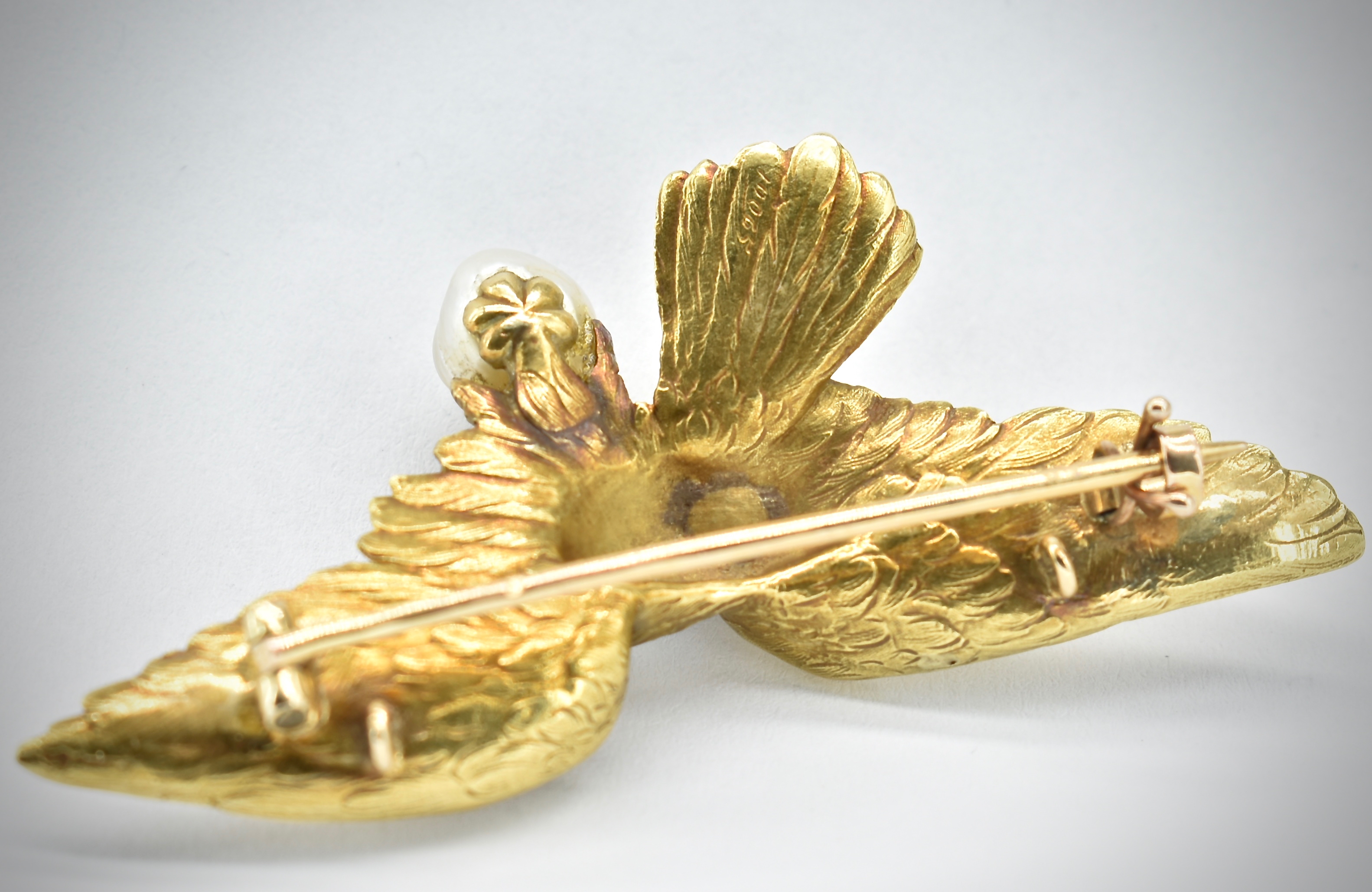 French 18ct Gold & Pearl Eagle Brooch - Image 3 of 4