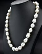 18ct White Gold & Diamond South-sea Pearl Necklace